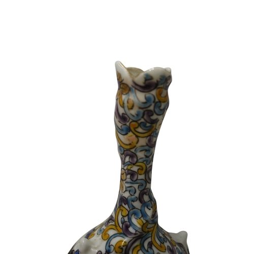 31 - Antique Chinese Famille Verte Bud Vase with Hand Painted Dragon Design, 17cm tall