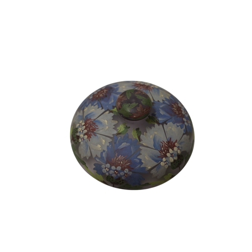 33 - Glass Trinket Dish Hand Painted Flower Design, 11cm dia