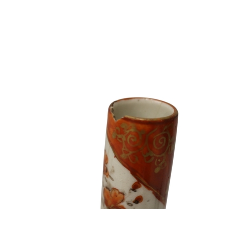 35 - Antique, Circa 1900, Japanese, Meiji Period, Kutani Porcelain  Hand Painted Bud Vase, 22cm tall