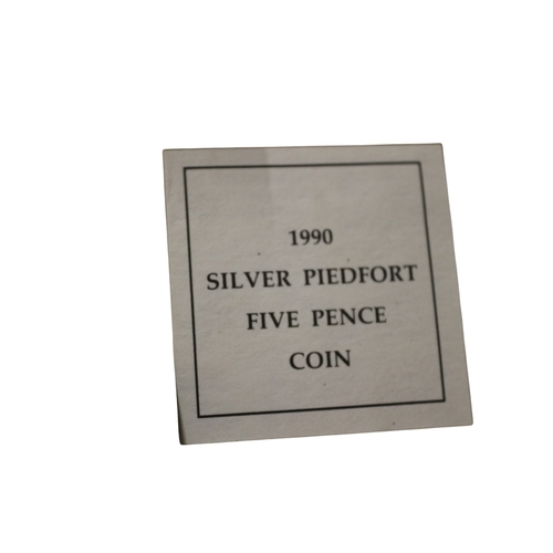 44 - Silver Proof Piedfort 5p Coin 1990