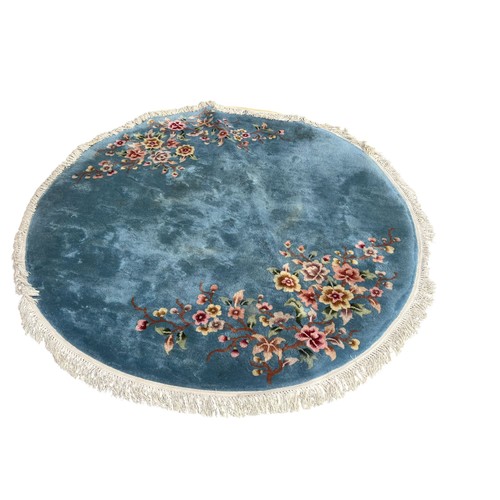 59 - Good Quality Thick Pile Circular Oriental Wool Pile Rug with Tassels - 200cm Dia