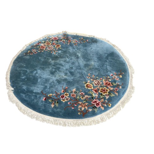 59 - Good Quality Thick Pile Circular Oriental Wool Pile Rug with Tassels - 200cm Dia