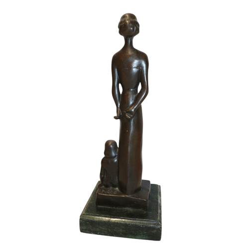 1 - Modern Bronze of Woman with Child on Marble Base signed Kobo. 30cm tall