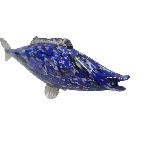 5 - Large Murano Blue End of Day Fish. 38cm