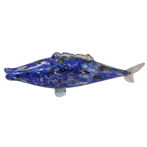 5 - Large Murano Blue End of Day Fish. 38cm