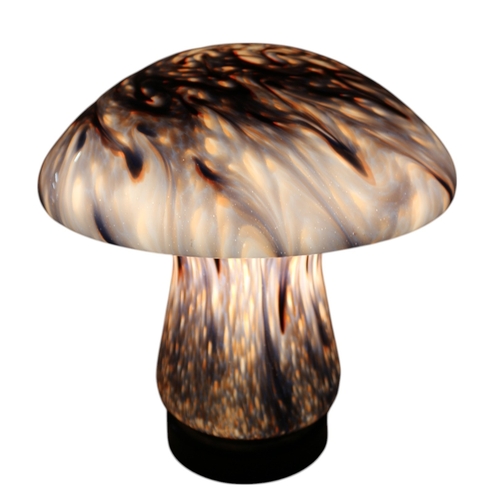 6 - Glass Mushroom Design Lamp, 27cm tall