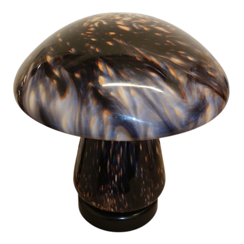 6 - Glass Mushroom Design Lamp, 27cm tall