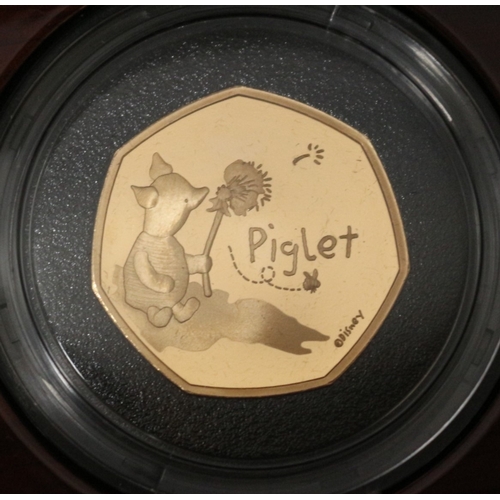 27 - 22ct/916 Royal Mint Limited Edition Piglet 50p Coin 2020 Gold Proof, 15.5g. Boxed with Booklet