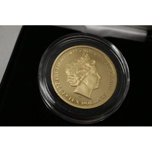 32 - 22ct/916 Harrington and Byrne Elizabeth II Platinum Jubilee, 1/2oz Gold Proof Coin, 16g. Boxed with ... 