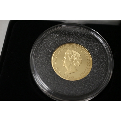 33 - 22ct/916 Harrington and Byrne 2022 Elizabeth II in Memoriam Gold Proof Laurel, 8g, Boxed with Bookle... 