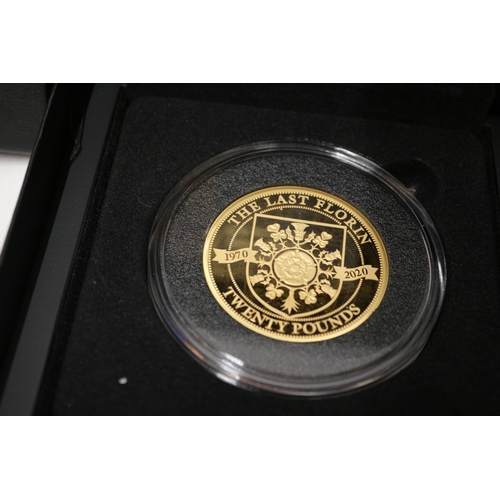 35 - 22ct/916 Hattons of London, 2020 50th Anniversary £20 Coin, pre Decimal, 2.5oz (70g), Gold Proof. Bo... 