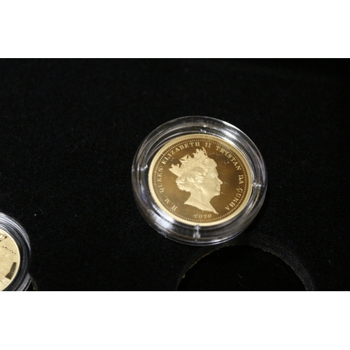 39 - 22ct/916 Hattons of London 2020 Mayflower 400th Anniversary Gold Sovereign Definitive Set. 1/4, 1/2,... 