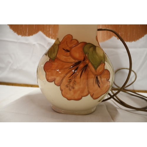 43 - Moorcroft Hibiscus Large Lamp, Beautiful Floral Design with Shade. 58cm Tall