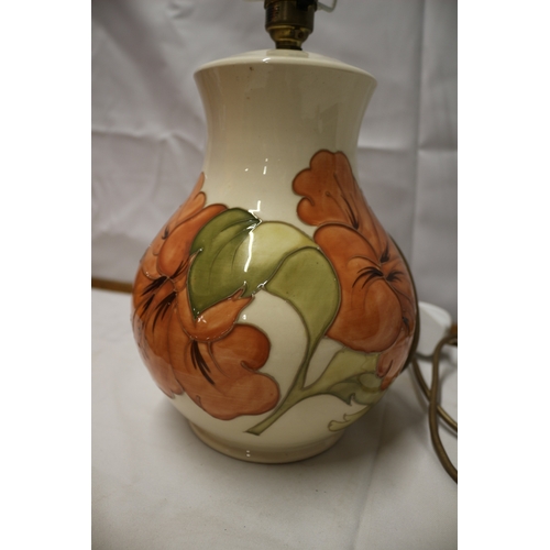 43 - Moorcroft Hibiscus Large Lamp, Beautiful Floral Design with Shade. 58cm Tall