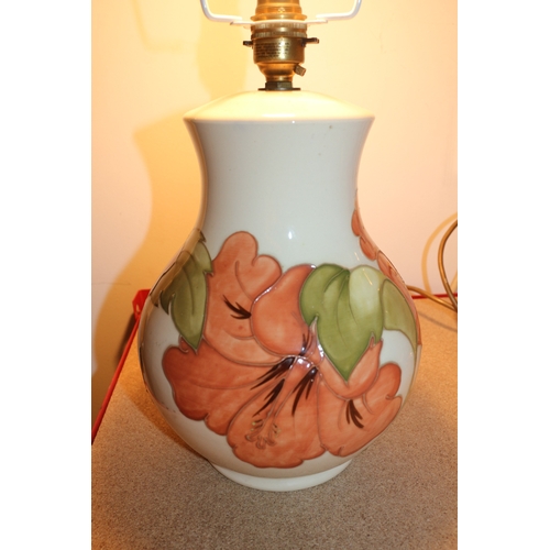 43 - Moorcroft Hibiscus Large Lamp, Beautiful Floral Design with Shade. 58cm Tall