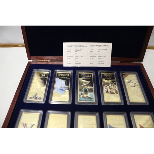 55 - Set of 10 Limited Edition Commemorative WWII Ingots Windsor Mint , 24ct Cooper and Gold Plated. 1/50... 