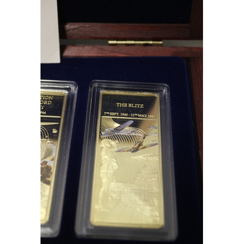 55 - Set of 10 Limited Edition Commemorative WWII Ingots Windsor Mint , 24ct Cooper and Gold Plated. 1/50... 