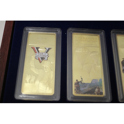 55 - Set of 10 Limited Edition Commemorative WWII Ingots Windsor Mint , 24ct Cooper and Gold Plated. 1/50... 