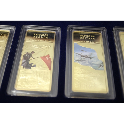 55 - Set of 10 Limited Edition Commemorative WWII Ingots Windsor Mint , 24ct Cooper and Gold Plated. 1/50... 