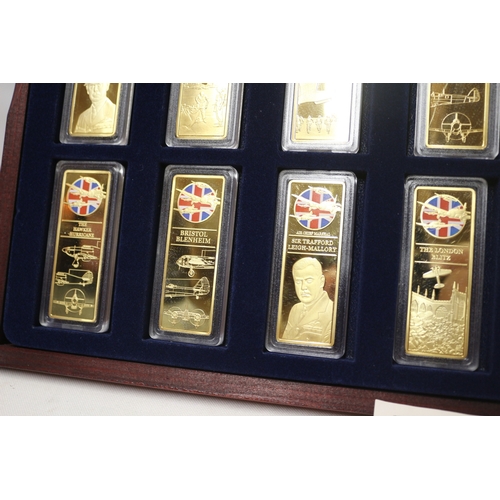 56 - Set of 12 Limited Edition Commemorative Battle of Britain Ingots, Windsor Mint, 24ct Cooper and Gold... 