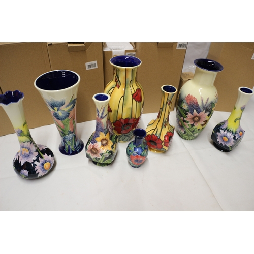 57 - 8x Old Tupton Ware Vases, Tallest 23cm