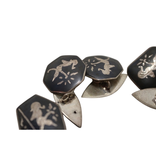 5 - 3 x Pairs of Silver Cufflinks. Total 19.1g