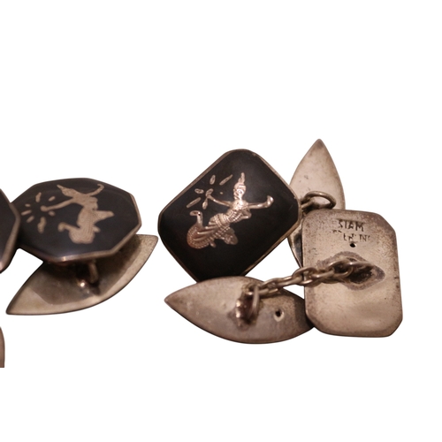 5 - 3 x Pairs of Silver Cufflinks. Total 19.1g