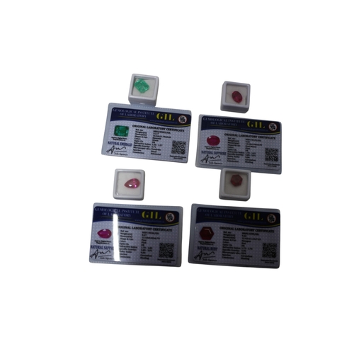 8 - Natural Emerald, 2 x Natural Sapphire and Natural Ruby with Lab Certificate