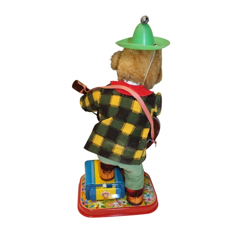23 - Vintage 1950's Battery Operated Rock 'n' Roll Monkey, in Original Box. 30cm Tall