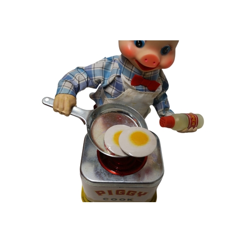 26 - Yonezawa 1950 / 60's Piggy Cook Battery Operated Toy in Original Box 27cm Tall