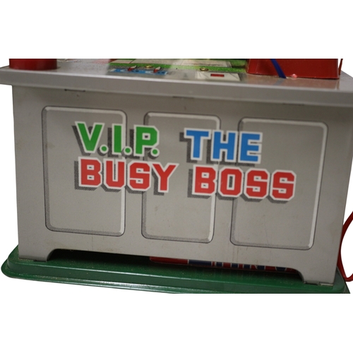 27 - 1950/60's Japanese V.I.P The Busy Boss Battery Operated Toy in Original Box, 20cm Tall