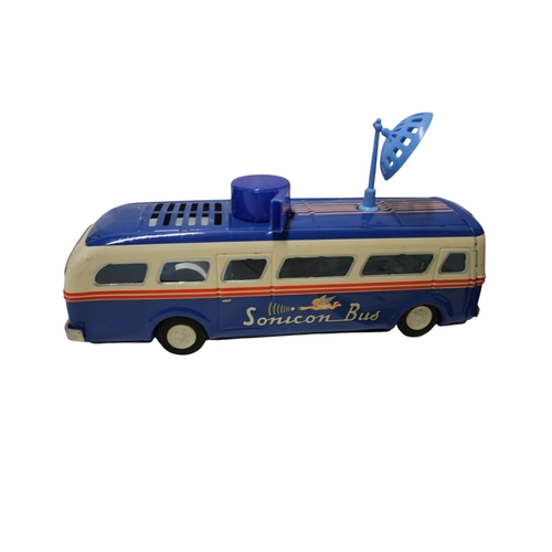 28 - Masudaya Tin Sonicon Bus Battery Operated Remote Controlled with Whistle in Original Box