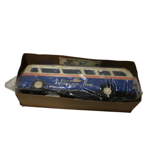28 - Masudaya Tin Sonicon Bus Battery Operated Remote Controlled with Whistle in Original Box