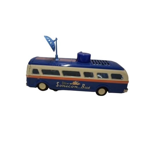 28 - Masudaya Tin Sonicon Bus Battery Operated Remote Controlled with Whistle in Original Box