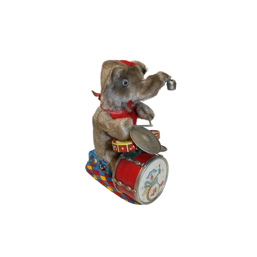 29 - Alps 'Mambo' 1960's Elephant Battery Operated Toy in Original Box 23cm Tall
