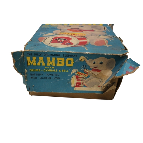 29 - Alps 'Mambo' 1960's Elephant Battery Operated Toy in Original Box 23cm Tall