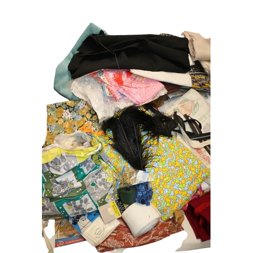 38 - Large Collection of Vintage Fabric, Various Sizes inc Oil Cloth, Cotton, Polyester. 4 x Bags, Approx... 