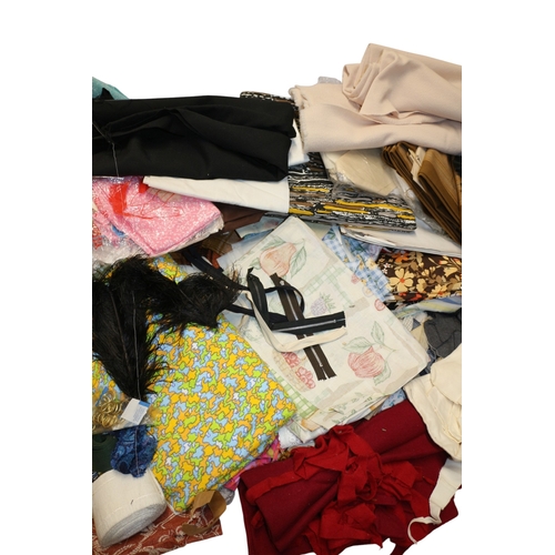 38 - Large Collection of Vintage Fabric, Various Sizes inc Oil Cloth, Cotton, Polyester. 4 x Bags, Approx... 