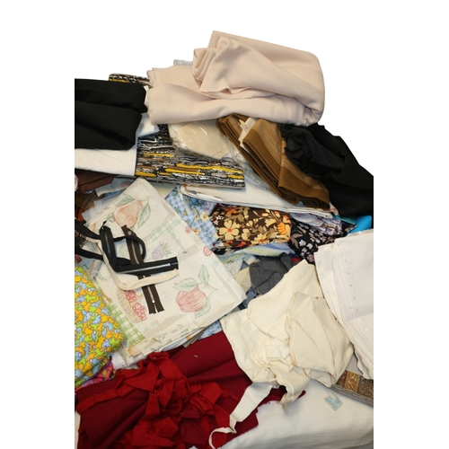 38 - Large Collection of Vintage Fabric, Various Sizes inc Oil Cloth, Cotton, Polyester. 4 x Bags, Approx... 