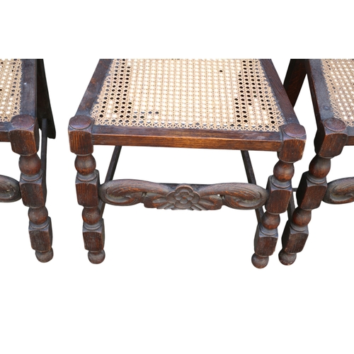 40 - 6 x Antique Barley Twist Chairs, Oak, With Woven Cane Seat and Back Panel, Unusual Crown Design to t... 