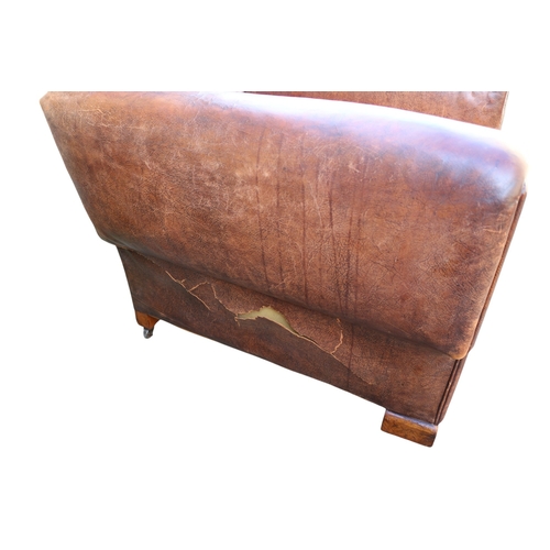 41 - 2 x Leather Art Deco Club Chairs on Casters.