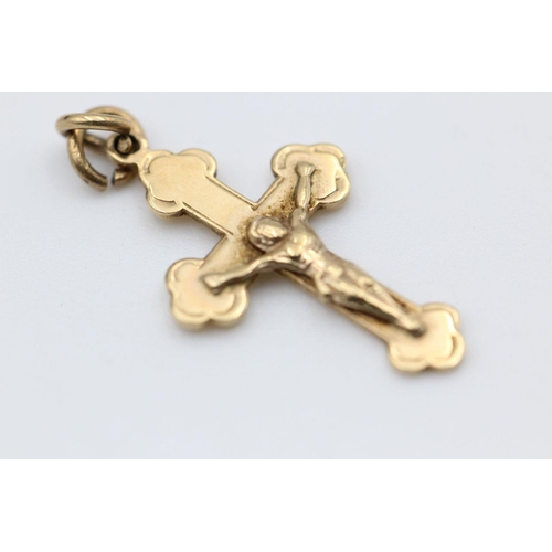 108 - 2 x 9ct gold crucifix and cross pendants 2.2 grams gross