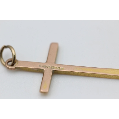 108 - 2 x 9ct gold crucifix and cross pendants 2.2 grams gross