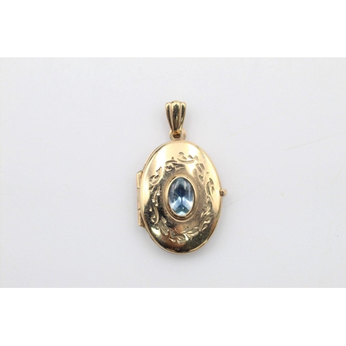 120 - 2 x 9ct Gold locket pendants inc. gemstone, mum 3.2 grams gross