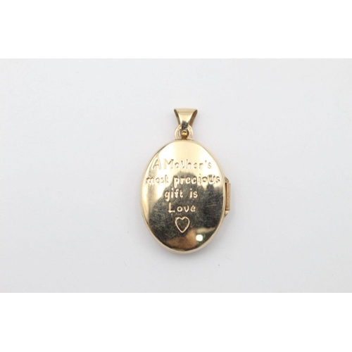 120 - 2 x 9ct Gold locket pendants inc. gemstone, mum 3.2 grams gross