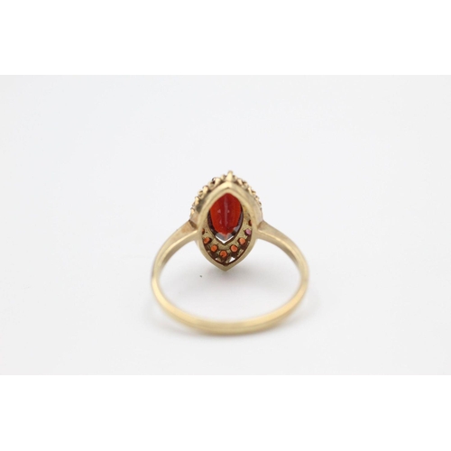 145 - 9ct gold vintage garnet dress ring 2.9 grams gross