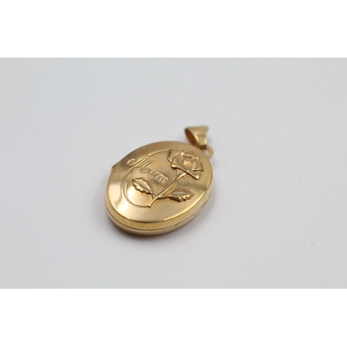 166 - 2 x 9ct Gold lockets inc. engraved, mum 3.4 grams gross