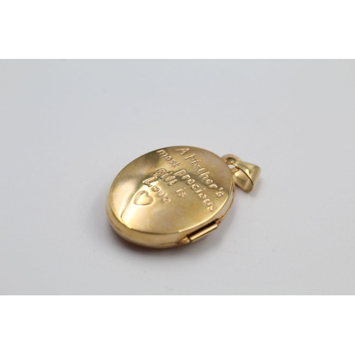 166 - 2 x 9ct Gold lockets inc. engraved, mum 3.4 grams gross