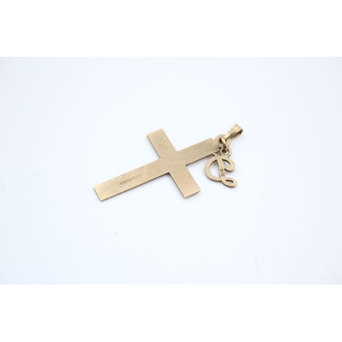 186 - 2 x 9ct gold cross pendants 2.2 grams gross