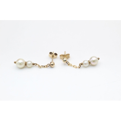 188 - 2 x 9ct Gold earrings inc. pearl, drop 2.4 grams gross